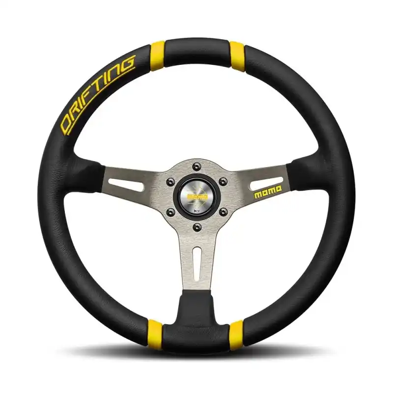 Barato Momo Drifting Steering Wheel (90 mm Dish), Black Leather, Anthracite Spokes - 35 cm