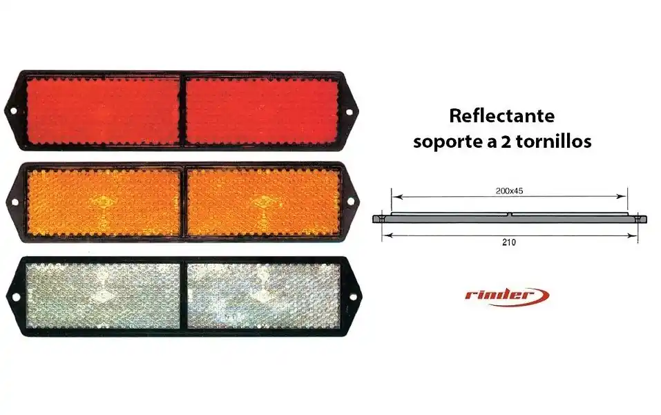 Catadióptrico 210x45mm · Marco negro. Soporte a 2 tornillos · Rojo/Ámbar/Blanco Compra Ahora