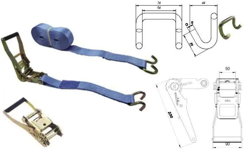 Eslinga Tensor en U 4000kg 8,5+0,5m x 5 cm Garantía De Devolución De Dinero