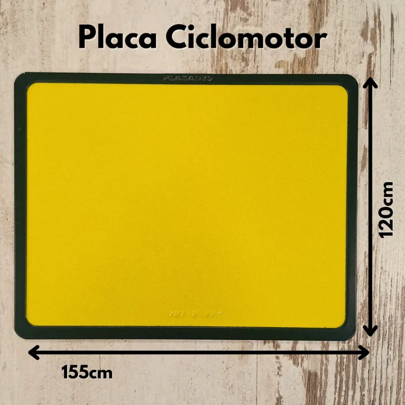 Placa Matrícula Ciclomotor Especial · Metálica · Amarilla 155x120 mm Novedad