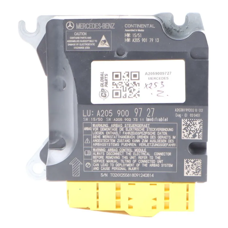 Precio Económico Módulo SRC Mercedes W205 Aire Delantero Unidad Control SRS ECU A2059009727